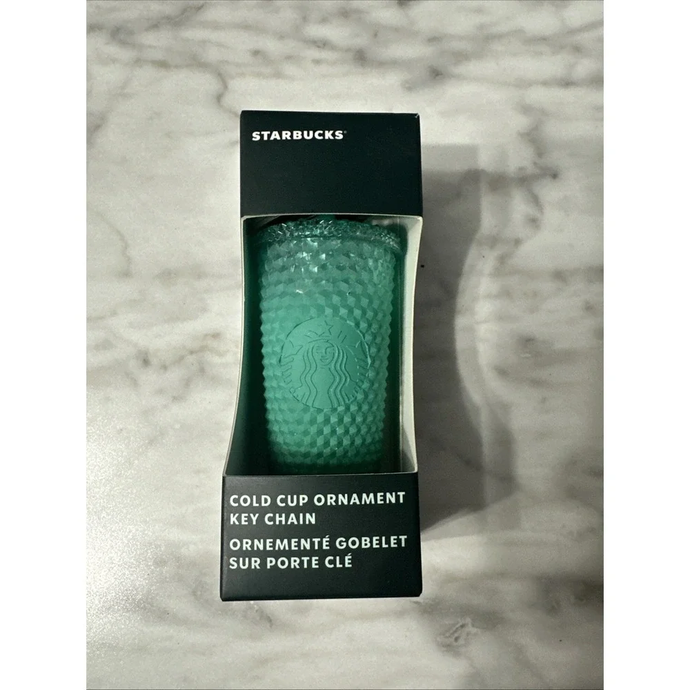 Starbucks 2022‎ Waxberry Mint Teal Ombre Studded Cold Cup Keychain Ornament
